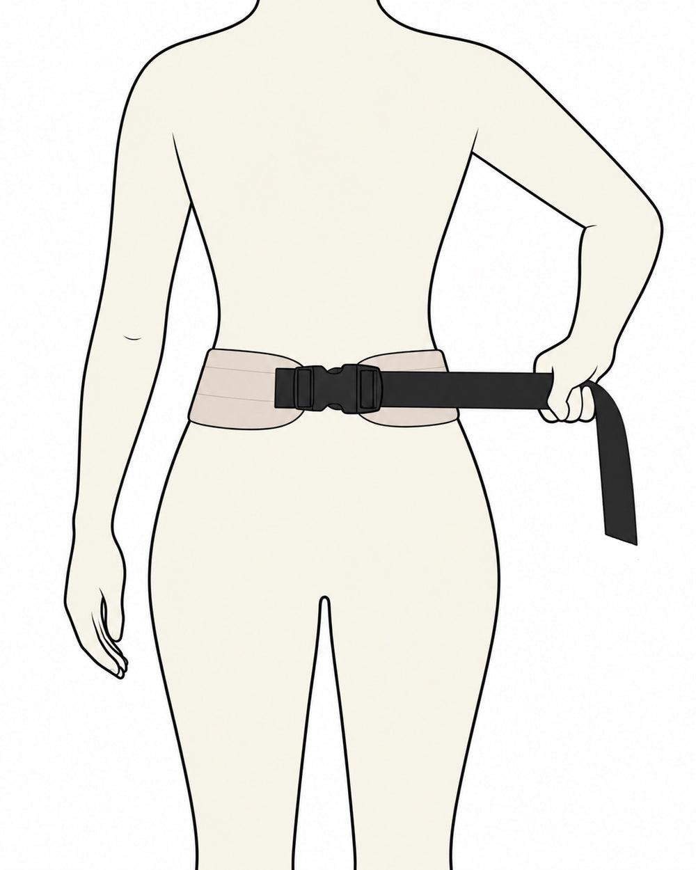 Vue de dos montrant le serrage de la sangle noire de la ceinture du porte-bébé NÉA.